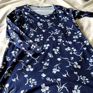 Land's End navy flowered dress cotton